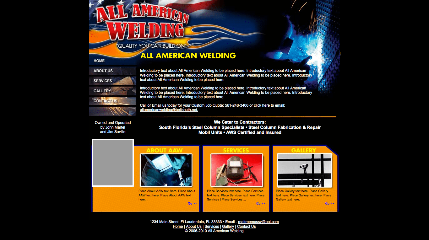 allamericanwelding.com original design home page
