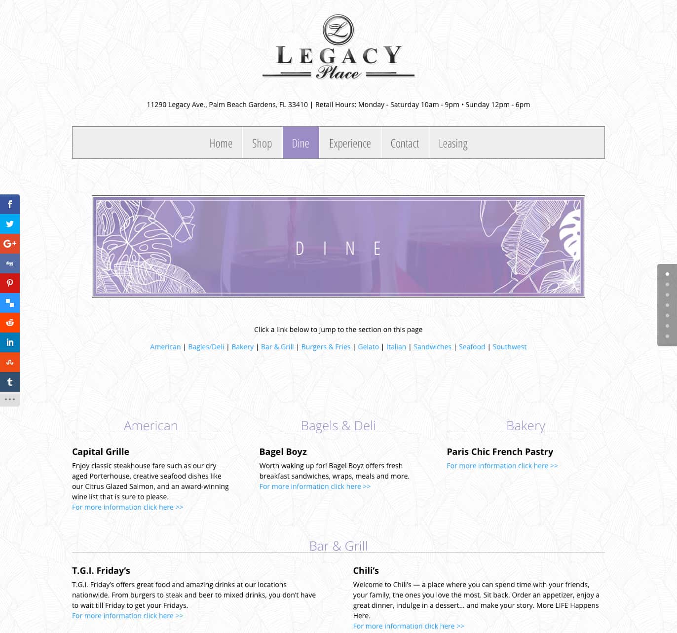shoplegacyplace dining index page