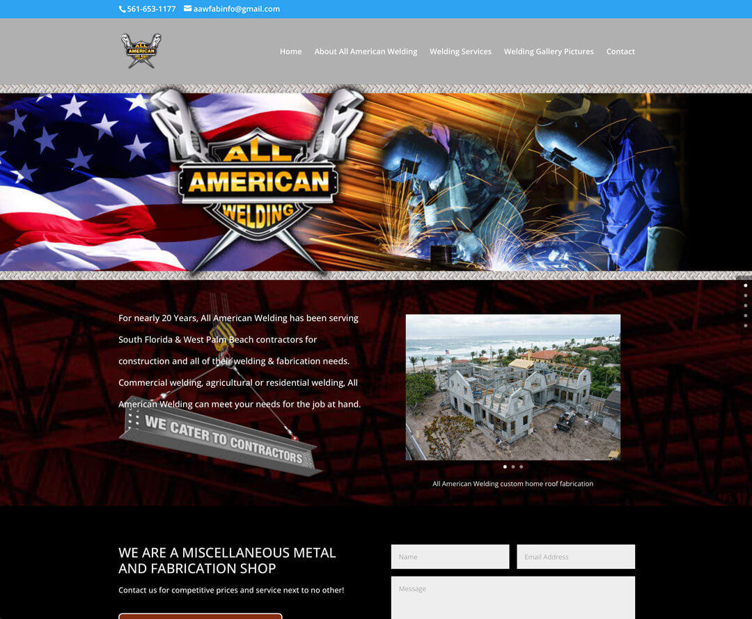 All American Welding website homepage screenshot