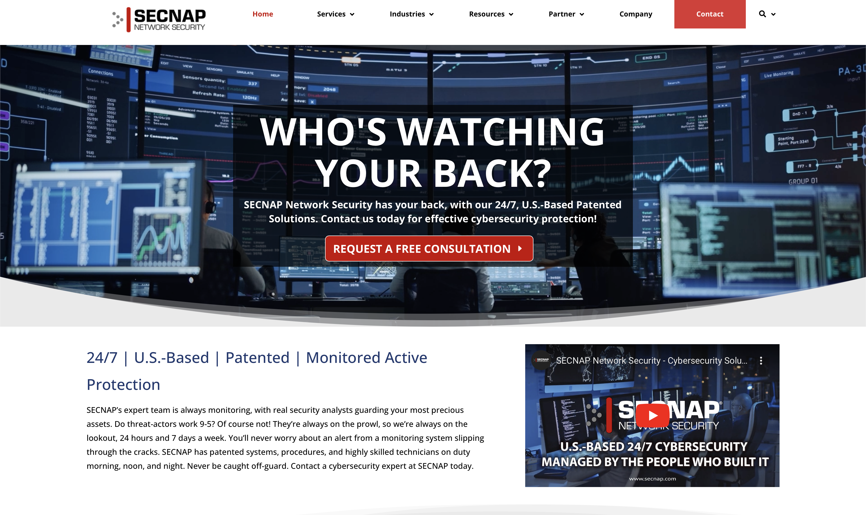 screenshot of Secnap.com website